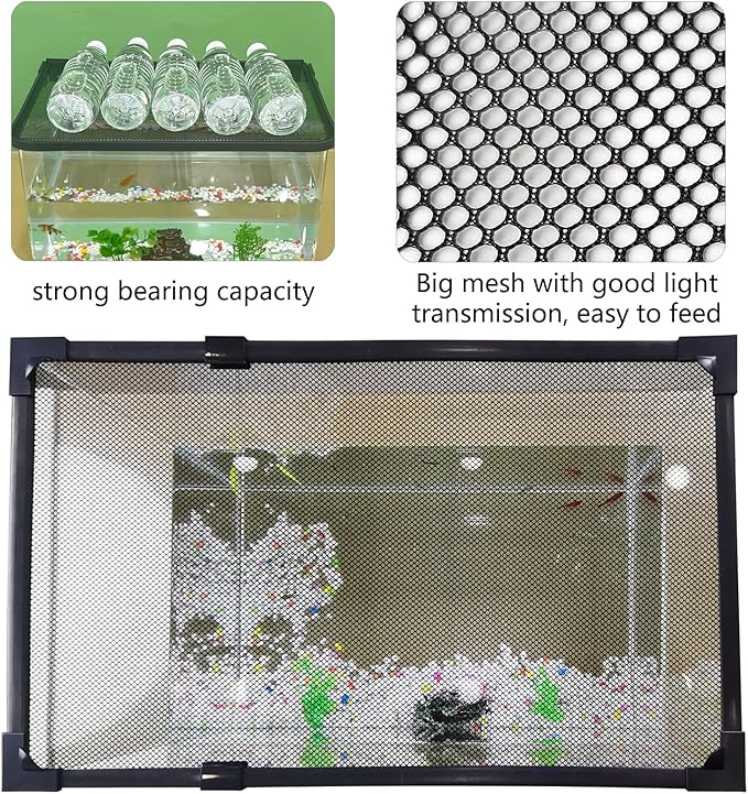 Magnetic Fish Tank Cover Net Aquarium Lid Mesh Top Hood Cut to Any Size Ventilation Transparency Anti-Jumping Aquarium Cover (39"X19")