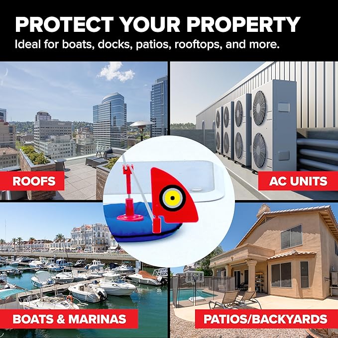 Bird B Gone - Repeller 360 - Spinning Bird Deterrent With Scare Eye Flags - Deters Seagulls and Other Birds From Landing - Durable Windproof Design - For Boats, Docks, Lights - Easy Installation - 6ft