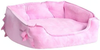 pawstrip Cute Princess Dog Bed Pink Puppy Bed for Small Dogs Breathable Cat Couch Bowknot Pet Cushion Comfortable Kitten Nest Girl Doggy Sofa, Waterproof Bottom (Pink)