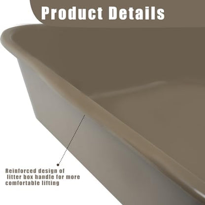 2 Pack Extra Large Dog Litter Box Pan Tray (ABS Material), Low Entry Jumbo Senior Litter Boxes for Multiple Kitten Big Cats, Pet Safe Indoor Dog Potty (White, 24" L x 20" W)