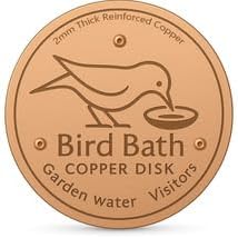 Copper Bird Bath Disc – 99.99% Pure Copper Purification Disk, 0.8mm Thick Insert with Triple-Point Support, Fits Outdoor Birdbath Bowls in Ceramic, Stone, Resin or Metal
