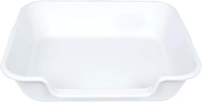 2 Pack Extra Large Dog Litter Box Pan Tray (ABS Material), Low Entry Jumbo Senior Litter Boxes for Multiple Kitten Big Cats, Pet Safe Indoor Dog Potty (White, 24" L x 20" W)