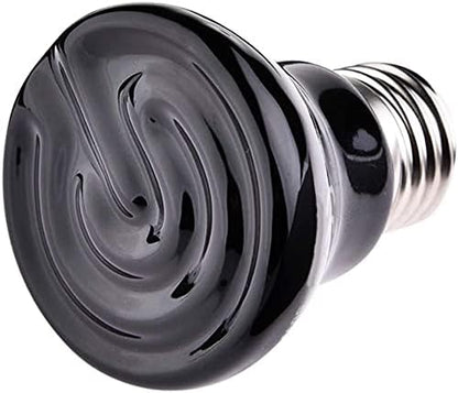 2-Packs 50W Black Ceramic Heat Lamp Mini Reptile Heat Lamp Bulbs E26/E27 Infrared Reptile Heat Emitter Heater Lamp Bulb No Light Lamps for Lizard Brooder Coop Aquarium Habitat Lizard Turtle