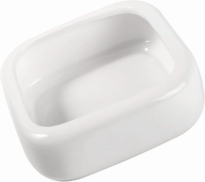 Reptile Food Bowls Ceramic Square Reptile Water Food Dish, Pet Food Bowl for Lizards, Young Bearded Dragons, Small Snakes, Gecko Tortoise Spider (White, Large-1Pack)