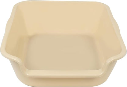 2 Pack Extra Large Dog Litter Box Pan Tray (ABS Material), Low Entry Jumbo Senior Litter Boxes for Multiple Kitten Big Cats, Pet Safe Indoor Dog Potty (Sandbeach, 20" L x 15" W)