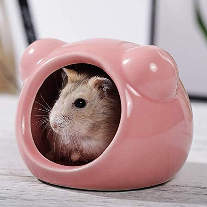 Mini Hamsters House Pet Hideout Hut Cave,Small Animal Ceramic Critter Bath Toy, Ideal for Dwarf Hamsters and Gerbils
