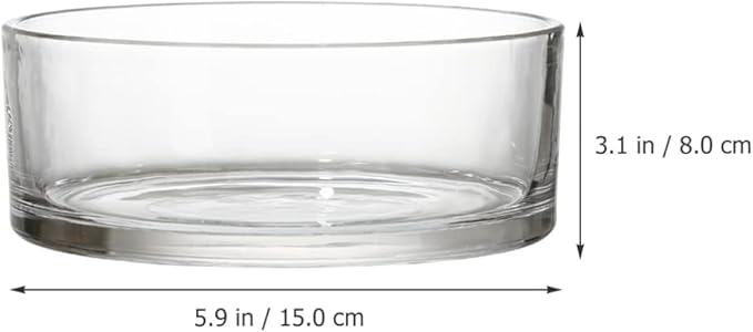 Glass Bowl for Centerpieces, Fish Bowls Decorative Width 5.9", Height 3.1", Lotus Flower Bowl, Round Glass Vase for Wedding Party Event, Home Office Decor