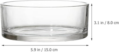 Glass Bowl for Centerpieces, Fish Bowls Decorative Width 5.9", Height 3.1", Lotus Flower Bowl, Round Glass Vase for Wedding Party Event, Home Office Decor