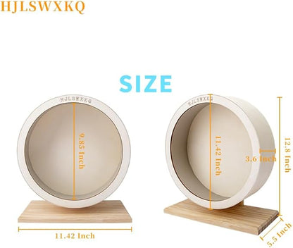 Hamster Silent Exercise Wheel – Wooden Hamster Wheel with Removable Washable Track, Quiet Wheel for Gerbils, Mice, Small Pets – Prevents Boredom Depression（L）