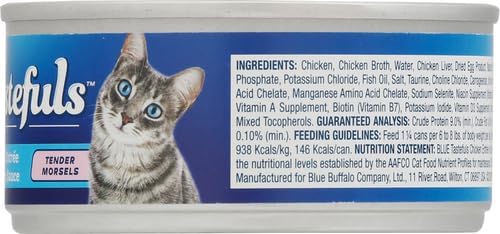 Blue Buffalo Tastefuls Natural Tender Morsels Wet Cat Food, Chicken Entrée 5.5-oz cans (Pack of 24)