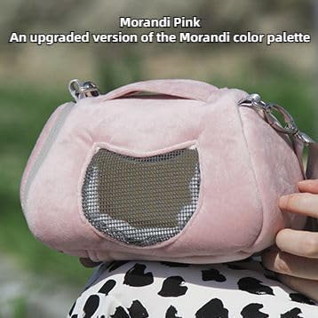 Small Pet Carrier Bag with Adjustable Shoulder Strap Hamster Travel Cage Breathable Carrier Portable Travel Carrier for Birds Sugar Glider Golden Hamsters (Pink B)