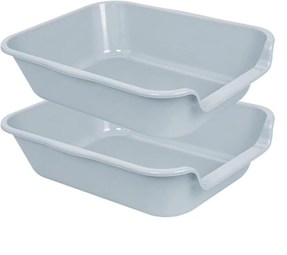 2 Pack Extra Large Dog Litter Box Pan Tray (ABS Material), Low Entry Jumbo Senior Litter Boxes for Multiple Kitten Big Cats, Pet Safe Indoor Dog Potty (Light Gray, 20" L x 15" W)