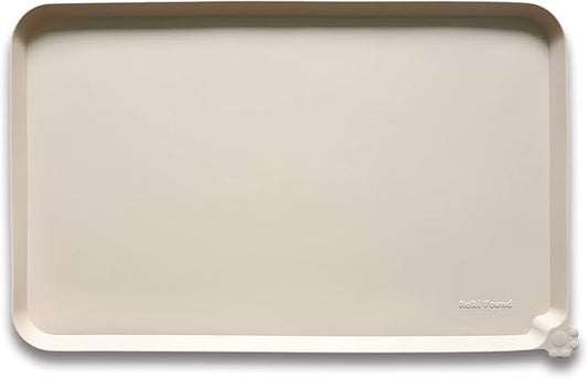 Hoki Found L Silicone Non Slip Pet Dog Cat Bowl Mats - Waterproof Dog Cat Food Mats for Carpet - PapayaWhip