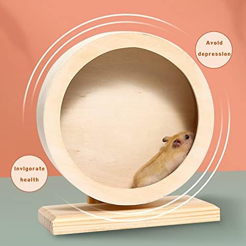 antiai Hamster Wooden Silent Wheel, Small Animal Exercise Wheel Accessories, Quiet Spinner Hamster Running Wheels Toys for Hamsters,Guinea Pig, Gerbils, Mice and Other Small Pets,8.2' Medium Size