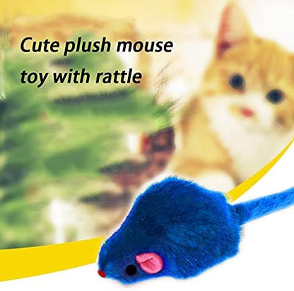 Furry Cat Toys Mice Rattle Interactive Mouse Toy for Indoor Cats Catnip Ball Kitten Kitty Pet Play Assorted Color