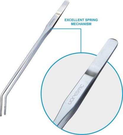 2 Pcs 10.6 Inches Heavy Duty Reptile Feeding Tongs, Long Aquarium Tweezers, Straight and Curved Long Tweezers for Aquarium and Terrarium