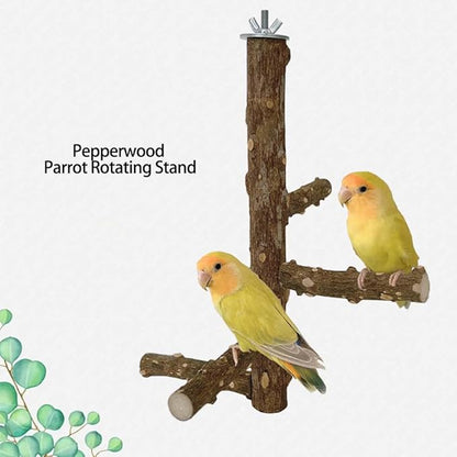Bird Perch Stand Toy, Natural Wood Parrot Perch Bird Cage Branch Perch Accessories for Parakeets Cockatiels Conures Finches Lovebirds (S)