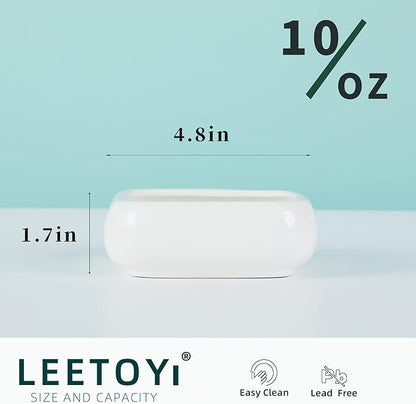 Reptile Food Bowls Ceramic Square Reptile Water Food Dish, Pet Food Bowl for Lizards, Young Bearded Dragons, Small Snakes, Gecko Tortoise Spider (White, Large-1Pack)