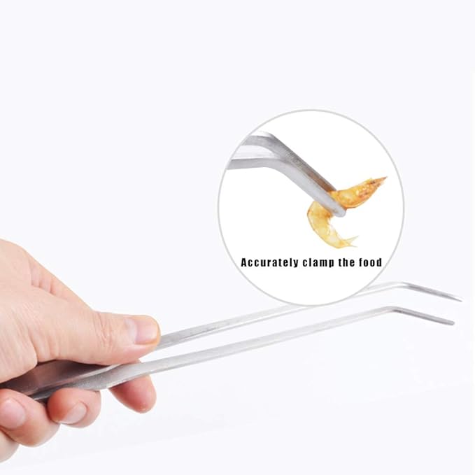 2Pcs Stainless Steel Reptile Feeding Long Tongs Tweezers for Reptile, Lizards, Gecko, Spider, Tarantula, Hedgehog, Snake, Aquarium