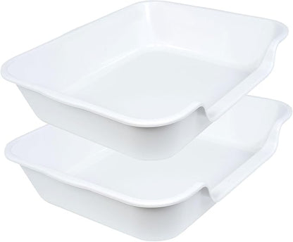 2 Pack Extra Large Dog Litter Box Pan Tray (ABS Material), Low Entry Jumbo Senior Litter Boxes for Multiple Kitten Big Cats, Pet Safe Indoor Dog Potty (White, 24" L x 20" W)