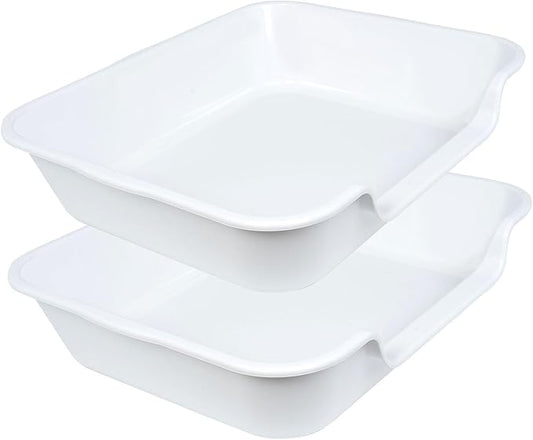 2 Pack Extra Large Dog Litter Box Pan Tray (ABS Material), Low Entry Jumbo Senior Litter Boxes for Multiple Kitten Big Cats, Pet Safe Indoor Dog Potty (White, 24" L x 20" W)