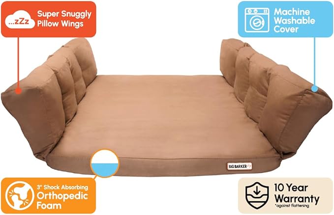 Barker Beds Orthopedic SUV Dog Bed XL Large Dogs - Memory Foam Dog Mattress with Washable Cover - Therapeutic Waterproof Pet Bed for Joint Support - Machine Washable Pet Beds - Made in USA (Khaki)