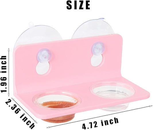 Crested Gecko Feeding Ledge with 10PCS Gecko Food Dish - Pink