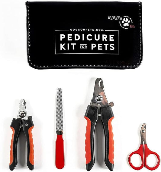 Pet Care Pedicure Kit for Dogs, Cats, Birds and Reptiles - Nail Clippers, File and Scissors Style Clippers Plus Case (2 Miller's Forge Nail Clippers, Small Scissors Style Clipper and One Nail File)