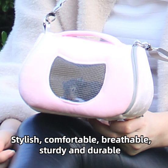 Small Pet Carrier Bag with Adjustable Shoulder Strap Hamster Travel Cage Breathable Carrier Portable Travel Carrier for Birds Sugar Glider Golden Hamsters (Grey)