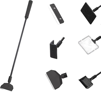 6-in-1 Aquarium Cleaning Tools Fish Tank Cleaning Kit with Long Handle, Algae Scraper,Flat Cleaning Pad,Right-Angle Cleaning Pad,Fish Net, Gravel Rake
