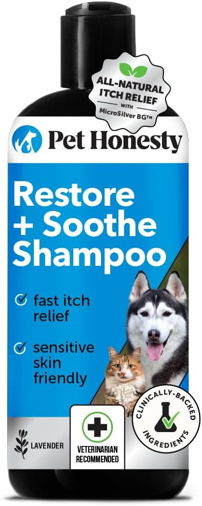 Restore + Soothe Shampoo for Sensitive Skin for Dogs & Cats - Dog Skin and Coat Supplement - Soothes Itching, Irritation and Hot Spots (Lavender) - 12oz