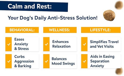 STRELLALAB Hemp Calming Chews for Dogs - Melatonin Dog Treats - Anxiety Relief - Calming Chews - Sleep & Stress Aid for Separation - 120ct Hickory Bacon Flavor