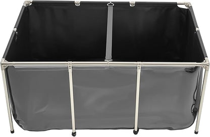 VEVOR Canvas Fish Pond, 270 Gal Above Ground Fish Pond, PVC Koi Tank with Clear Viewing Panel, Rectangular Goldfish Tank with Stainless Steel Frame & Drain Valve, for Breeding Koi, Irrigation(Black)