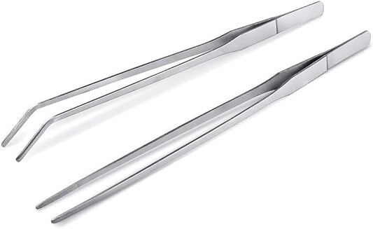 2Pcs Stainless Steel Reptile Feeding Long Tongs Tweezers for Reptile, Lizards, Gecko, Spider, Tarantula, Hedgehog, Snake, Aquarium
