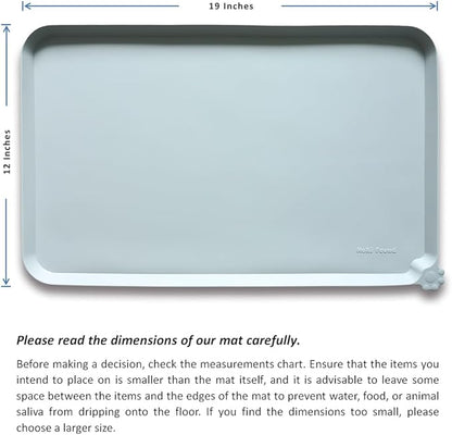 Hoki Found Silicone Pet Food Tray - High-Lips Dog Cat Bowl Mats - Waterproof Dog Cat Food Mats - Battleship