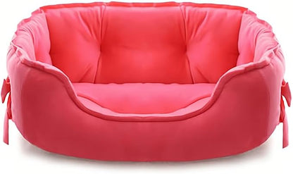 pawstrip Cute Princess Dog Bed Pink Puppy Bed for Small Dogs Breathable Cat Couch Bowknot Pet Cushion Comfortable Kitten Nest Girl Doggy Sofa, Waterproof Bottom (Fuchsia)