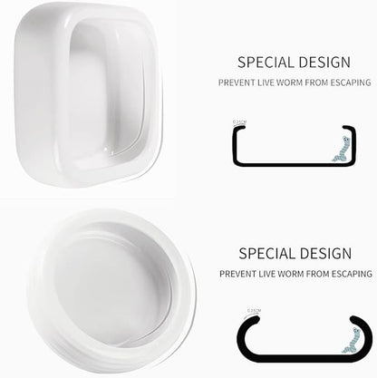 Reptile Food Bowls Ceramic Square Reptile Water Food Dish, Pet Food Bowl for Lizards, Young Bearded Dragons, Small Snakes, Gecko Tortoise Spider (White, Medium-1Pack)