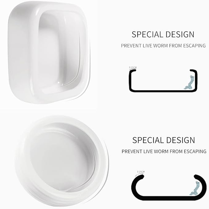 Reptile Food Bowls Ceramic Square Reptile Water Food Dish, Pet Food Bowl for Lizards, Young Bearded Dragons, Small Snakes, Gecko Tortoise Spider (White, Large-1Pack)