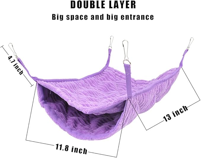 Large Ferret Hammock, Hanging Tunnel Bed for Cage Fit Rats Chinchilla - Purple