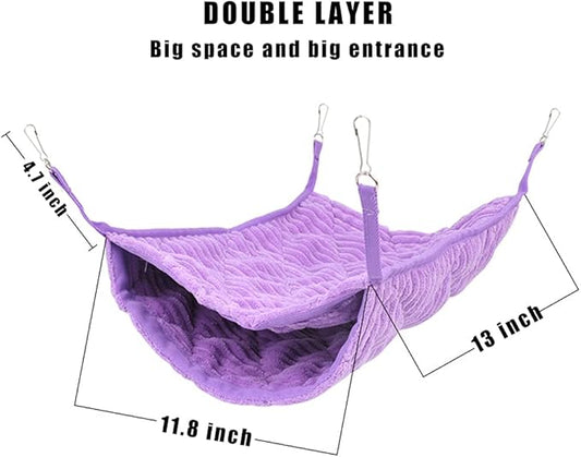 Large Ferret Hammock, Hanging Tunnel Bed for Cage Fit Rats Chinchilla - Purple