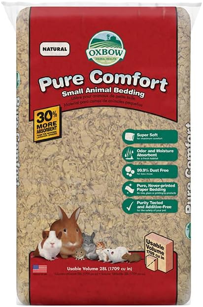 Oxbow Animal Health Pure Comfort Bedding, Rabbit, Hamster, & Guinea Pig Bedding, Bunny Supplies for Litter Box, Pet Safe, 99.9% Dust Free, Bunny Litter Box, Natural, 28 Liter Bag