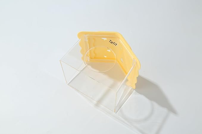 TUTU&LELE Hamster Hideout, Tiny House Habitat, Starry Sky Hideout Nest,Hamster Bed with Plush Cushion for Dwarf Hamsters, Mice, Gerbils, Hamsters to Play, Sleep and Rest (Yellow)