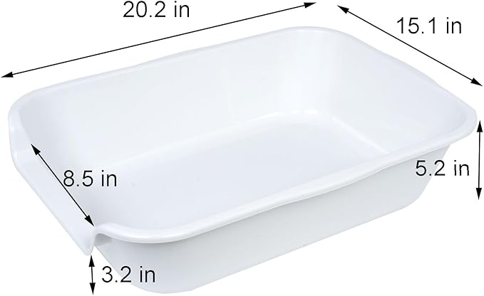 2 Pack Extra Large Dog Litter Box Pan Tray (ABS Material), Low Entry Jumbo Senior Litter Boxes for Multiple Kitten Big Cats, Pet Safe Indoor Dog Potty (White, 20" L x 15" W)