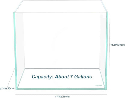 Ultra Clear Rimless Aquarium Tank 6-60 gallons Low Iron Glass (7Gal - Top Glass Canopy)