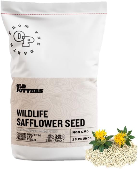 Wildlife Safflower Seed for Wildlife Bird Feeding, Non-GMO and USA Small Farm Grown, 25 lbs
