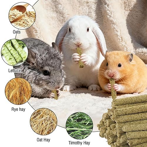 Rabbits Timothy Hay Chew Sticks Treats Toy 200g for Golden Hamsters-Guinea-Pigs-Small Animal Natural Healthy