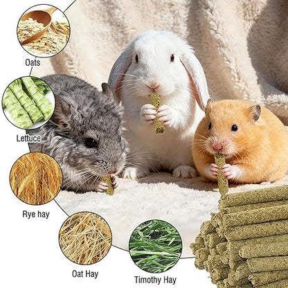 Rabbits Timothy Hay Chew Sticks Treats Toy 200g for Golden Hamsters-Guinea-Pigs-Small Animal Natural Healthy