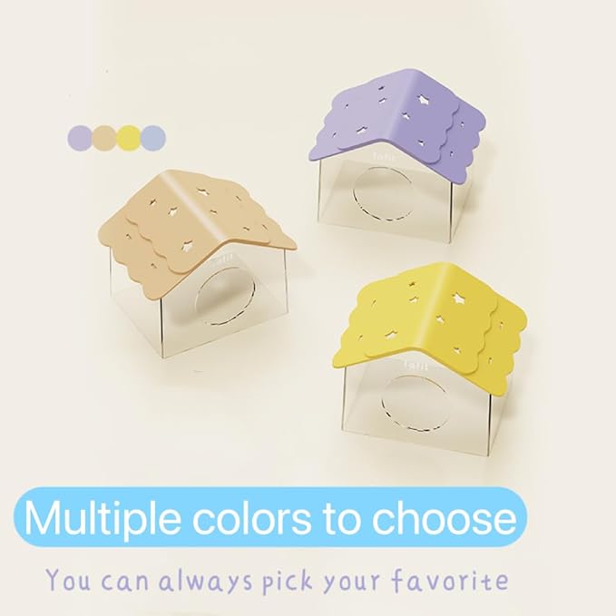 TUTU&LELE Hamster Hideout, Tiny House Habitat, Starry Sky Hideout Nest,Hamster Bed with Plush Cushion for Dwarf Hamsters, Mice, Gerbils, Hamsters to Play, Sleep and Rest (Purple)