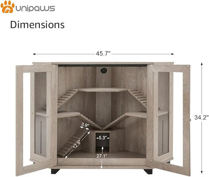 unipaws Chinchillas Cage with Ramp, Rat Cage with House, Hedgehog Cage, Critter Nation Cage for Hamster, Squirrel, Clear Acrylic, Corner Small Animal Cage