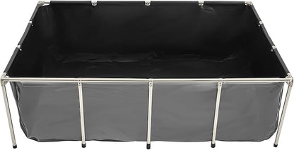 VEVOR Canvas Fish Pond, 470 Gal Above Ground Fish Pond, PVC Koi Tank with Clear Viewing Panel, Rectangular Goldfish Tank with Stainless Steel Frame & Drain Valve, for Breeding Koi, Irrigation(Black)